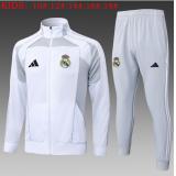Chándal Real Madrid 2025/26 ( White with Gray Long Zipper) - NIÑOS